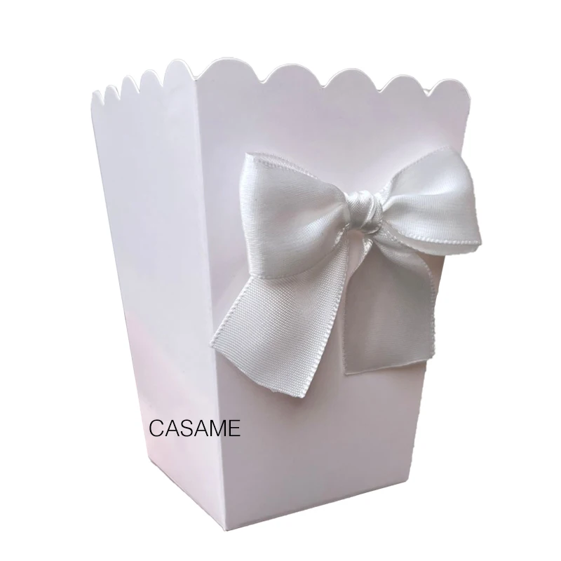 Cajas de palomitas de maíz con lazo, bolsa de papel, caja de favores para Baby Shower, fiesta de cumpleaños, suministros de mesa, boda, 6 piezas