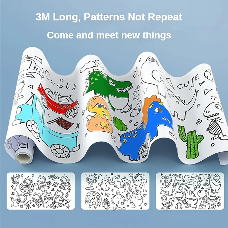 لفة ورق تلوين لاصق للأطفال ، لفافة جرافيتي ذاتية الصنع ، ملء الألوان ، الطلاء ، الألعاب التعليمية ، هدية للفتيات ، ألعاب الرسم الساخنة