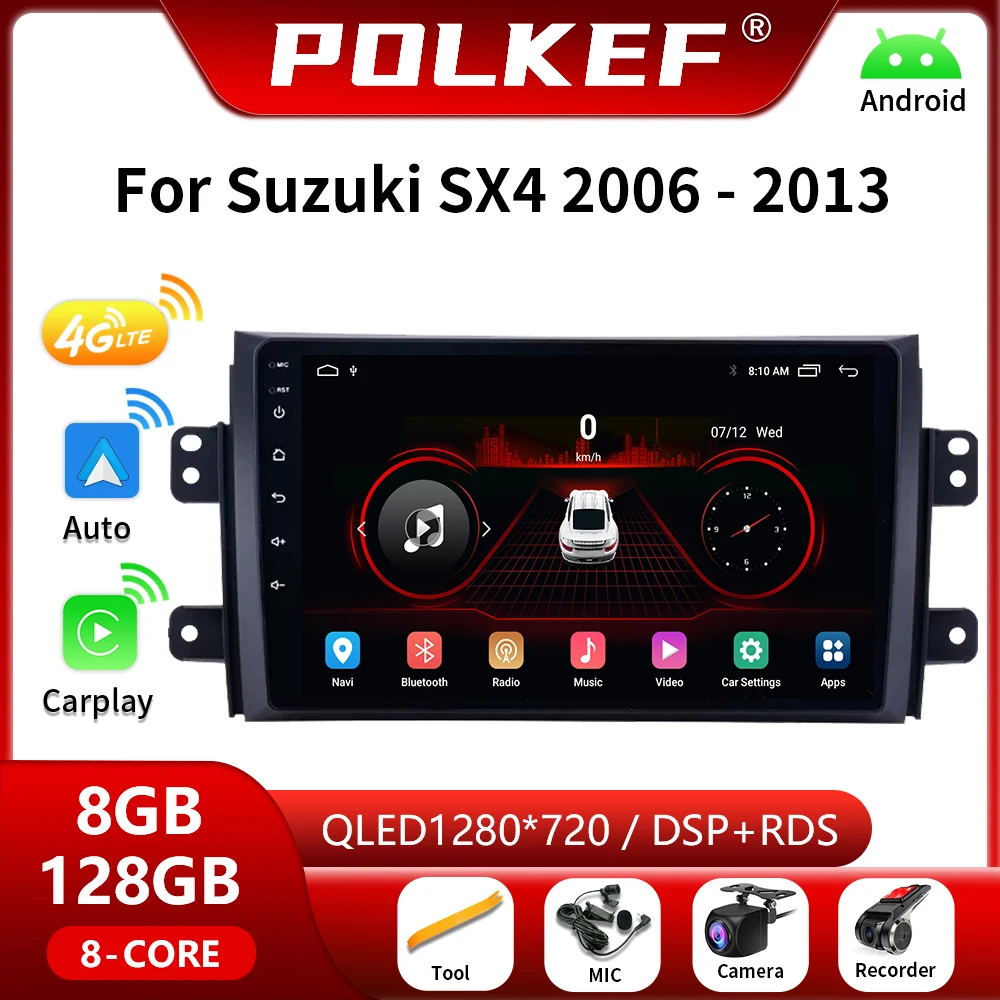 

For Suzuki SX4 2006 2007 2008 2009 2010 2011 2012 2013 Car Radio Multimedia Player Video 4G Wireless Carplay GPS 2Din DVD Stereo