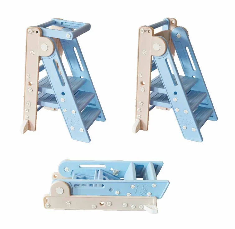 High Quqtity Safe Non-Slip Stylish Foldable Adjustable Height Kids Step Stools for Kitchen Dining Bathroom Sink Helper