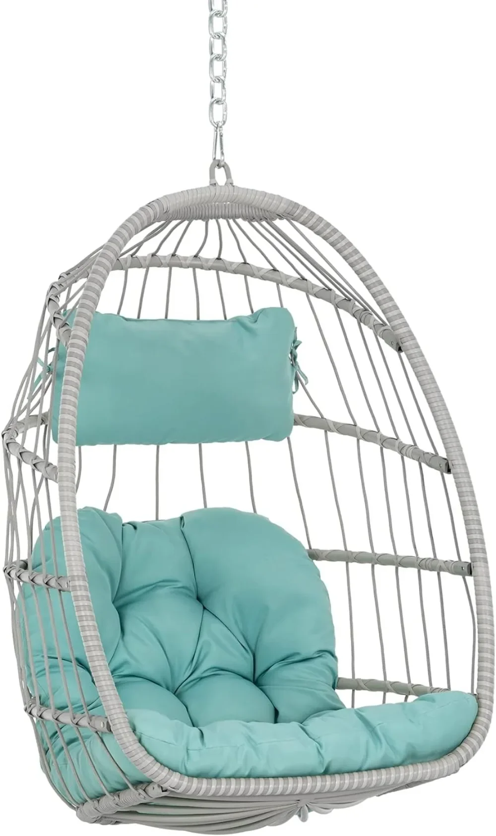 Swing Egg Chair Without Stand Indoor Outdoor, Foldable Wicker Rattan Hanging Egg Chairs Hammock Egg Basket Chair with