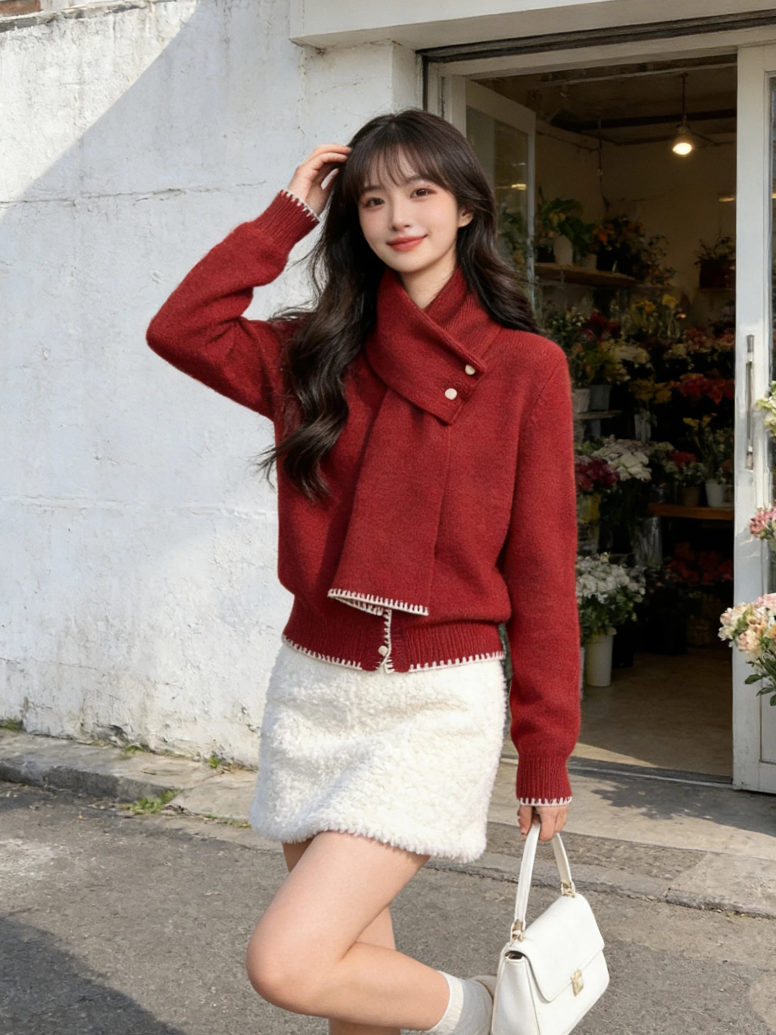 

New Year 2026 Aosphere Sensation Red Scarf Knitwear Outerwear Women's Warm Loose Long Sve Knitted Top Casual Sle