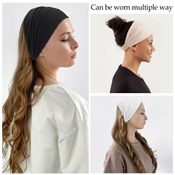 3PCS Wide Headwrap Headbands for Women Boho Knoted Elastic Hair Bands Girls Hair Accessories Yoga Running Travel Turban Bandage