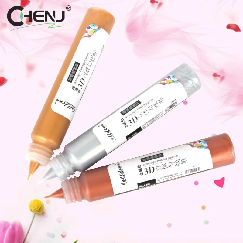 10/30ml Stain Glass Paint Sun-Resistant Glass Acrylic Paints 3D Hook Pen Waterproof Glass Paint Painting Aquarela Art Supplies