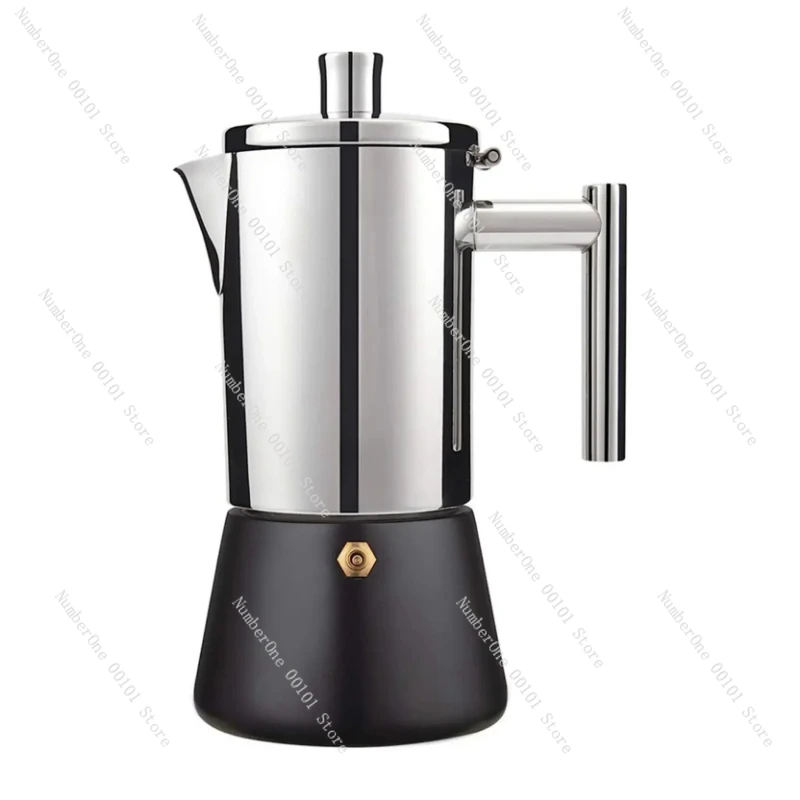 Moka pot Italianstyle household stainless steel coffee pot Concentrated coffee brewing machine heated by induction cooker