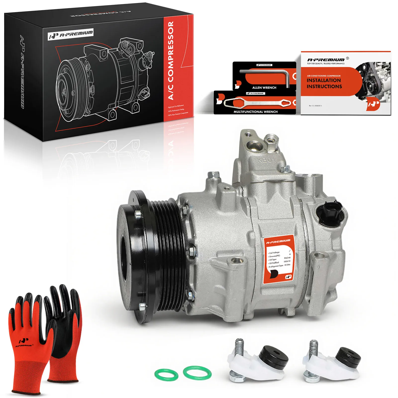A-Premium AC Compressor with Clutch for Toyota Highlander 2009-2013 Venza 2009-2016