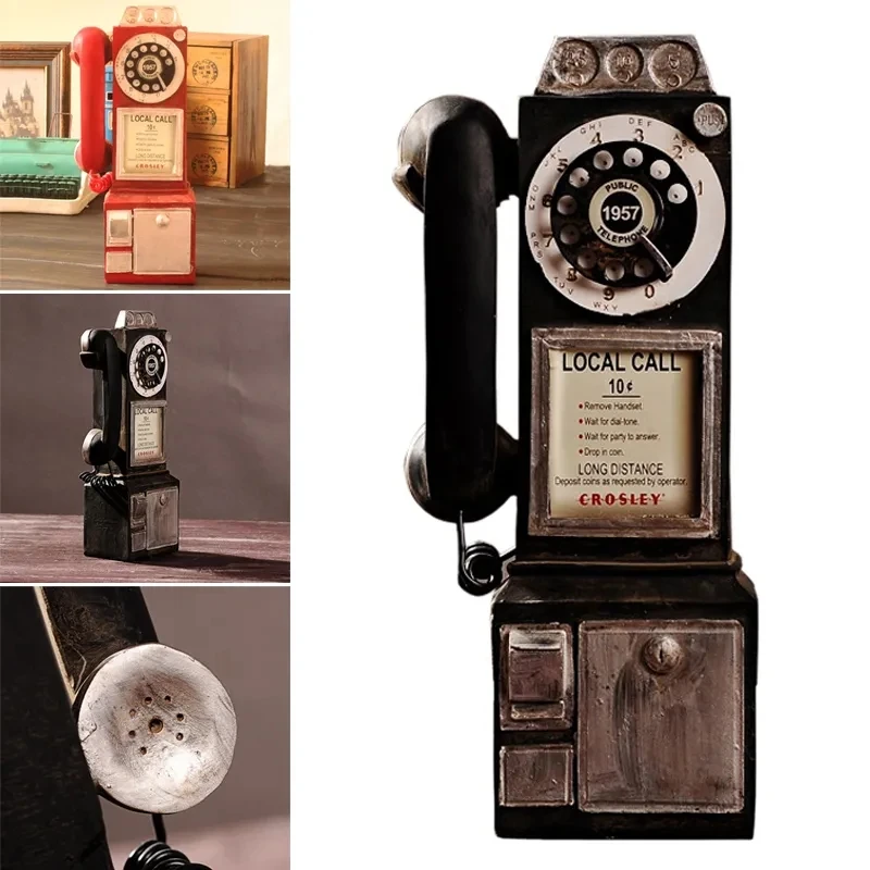 Modello di telefono Vintage quadrante retrò telefono a pagamento ornamenti da appendere alla parete in miniatura soggiorno decorazione della casa