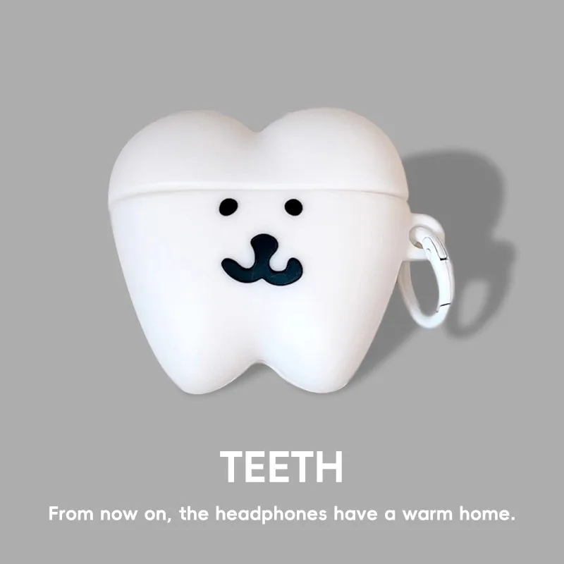 Self deprecating bear expression Teeth For Airpods 1 2 3 4 Pro Pro 2 Silicone Earphone Case Accessories Cover
