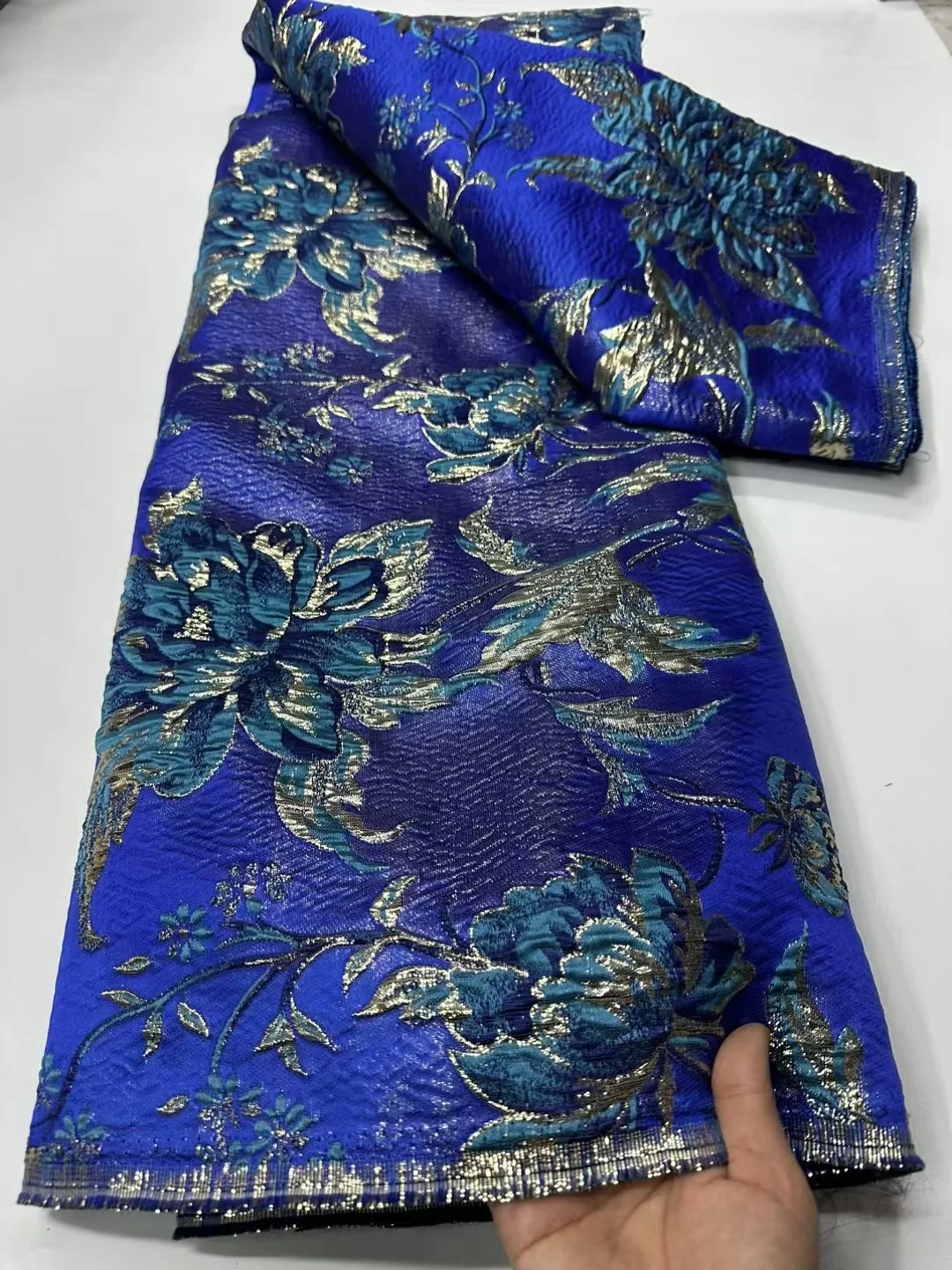 

African Brocade Lace Fabrics 2025 Latest Nigerian French Tulle Damask Lace 5 Yards Jacquard for Sewing Women Party Dress HCW6300