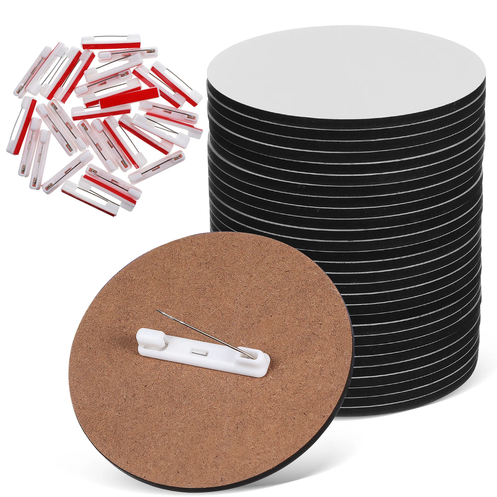 

30pcs Sublimation Blanks Buttons Name Tags With Pins Button For Conferences Events Diy Craft Badge Kit Round Pin Lapel Name Tag