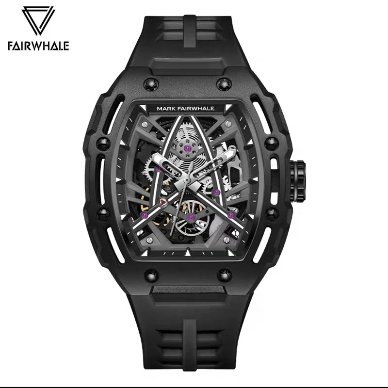 2023 New Automatic Mechanical Watches Mens Luxury Brand Mark Fairwhale Fashion Sports Waterproof Tonneau Wristwatch Mans