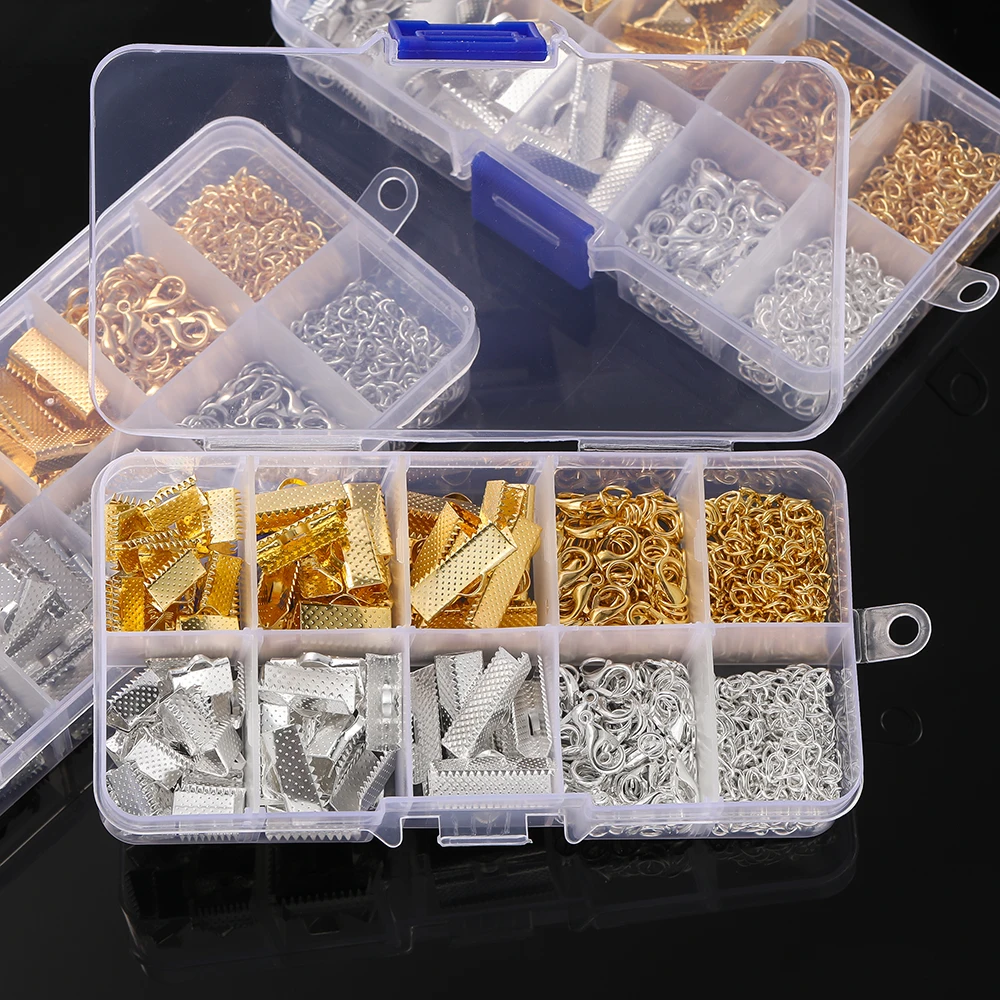 

368pcs/Box Lobster Clasps Hooks Extending Chain Bracelet End Connectors Slider Clasp for DIY Jewelry Making Findings Kits