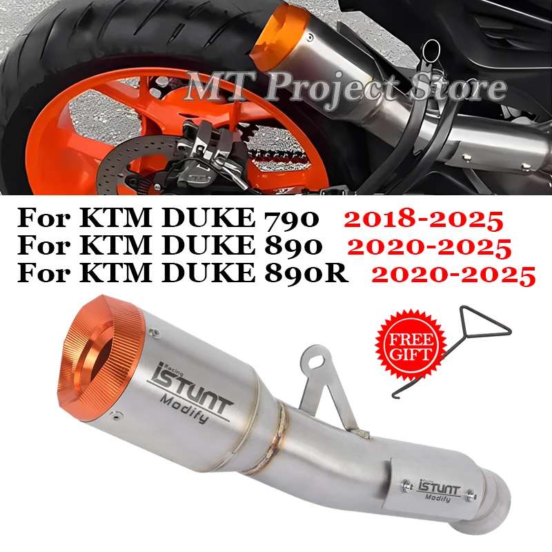 

Motorcycle Motocross Exhaust System Escape Middle Link Pipe Muffler Laser Mark Slip On For KTM DUKE 790 890 890R 2018 - 2025