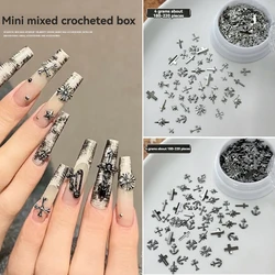 3-7mm ancient silver punk wind cross nail decoration, alloy rhinestone metal style DIY nail styling decoration About 180-220pcs