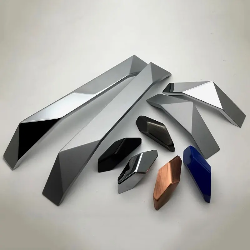 Zinc Alloy Kitchen Cabinet Handles Modern Simple Wardrobe Cupboard Door Pulls Blue Black Silver Drawer Knobs Furniture Hardware