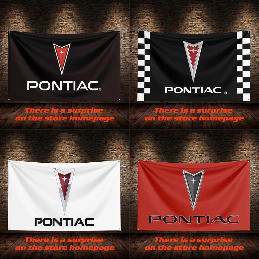 3 X 5 FT P-Pontiacs Flag Polyester Printed Car Flag Hanging Flag for Room Garage Living Room Home Garden Decoration