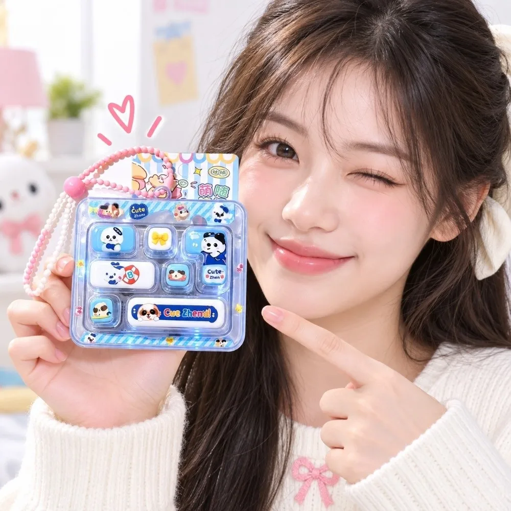 7-Key Decompression Button Cute Design Simulation Keyboard Mini Keyboard Pendant Transparent Dual-Tone With lights