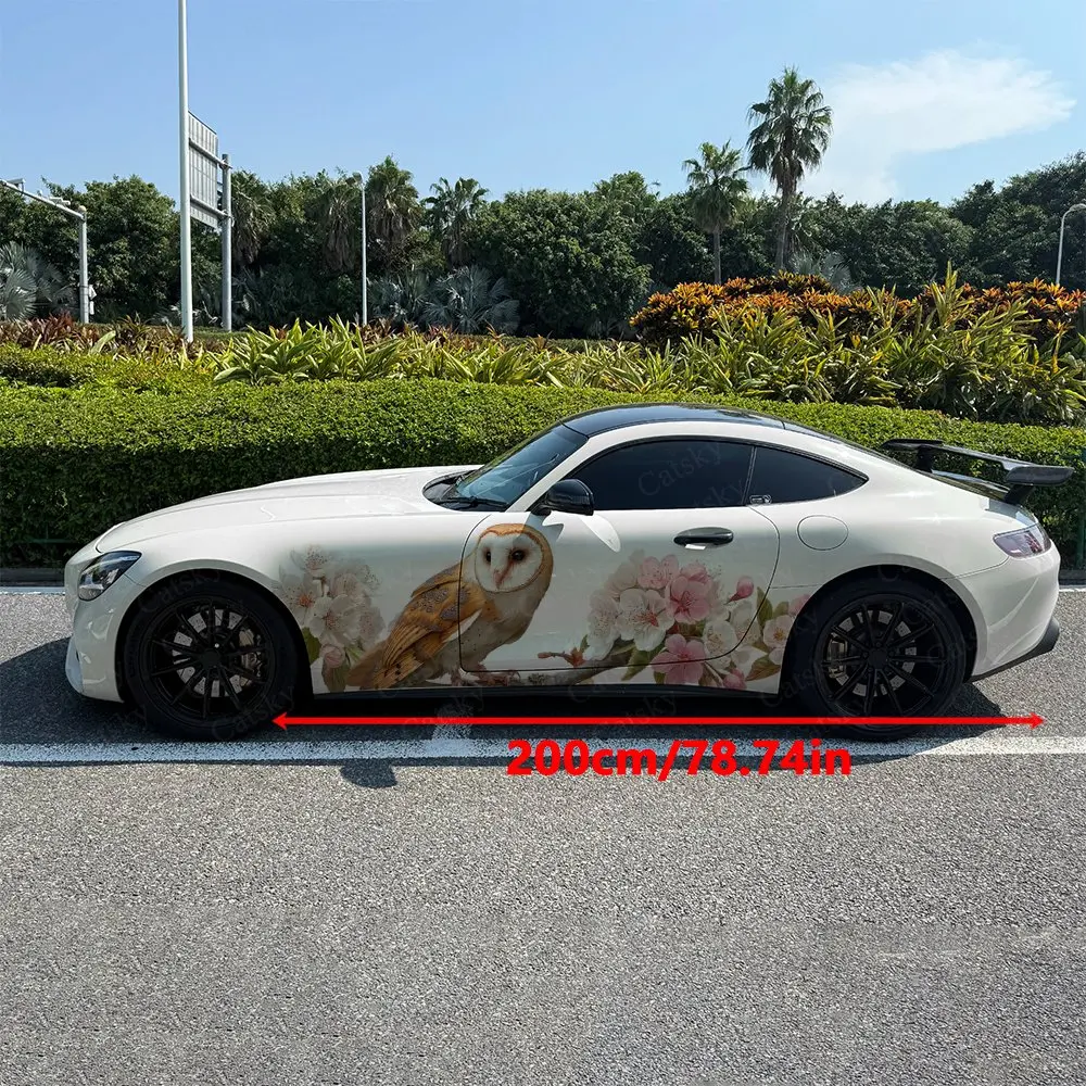 2pcs The Owl On The Tree Stickers Car Stickers; Full-body Floral Decoration Covering Scratches; Waterproof Car Vinyl Wrap