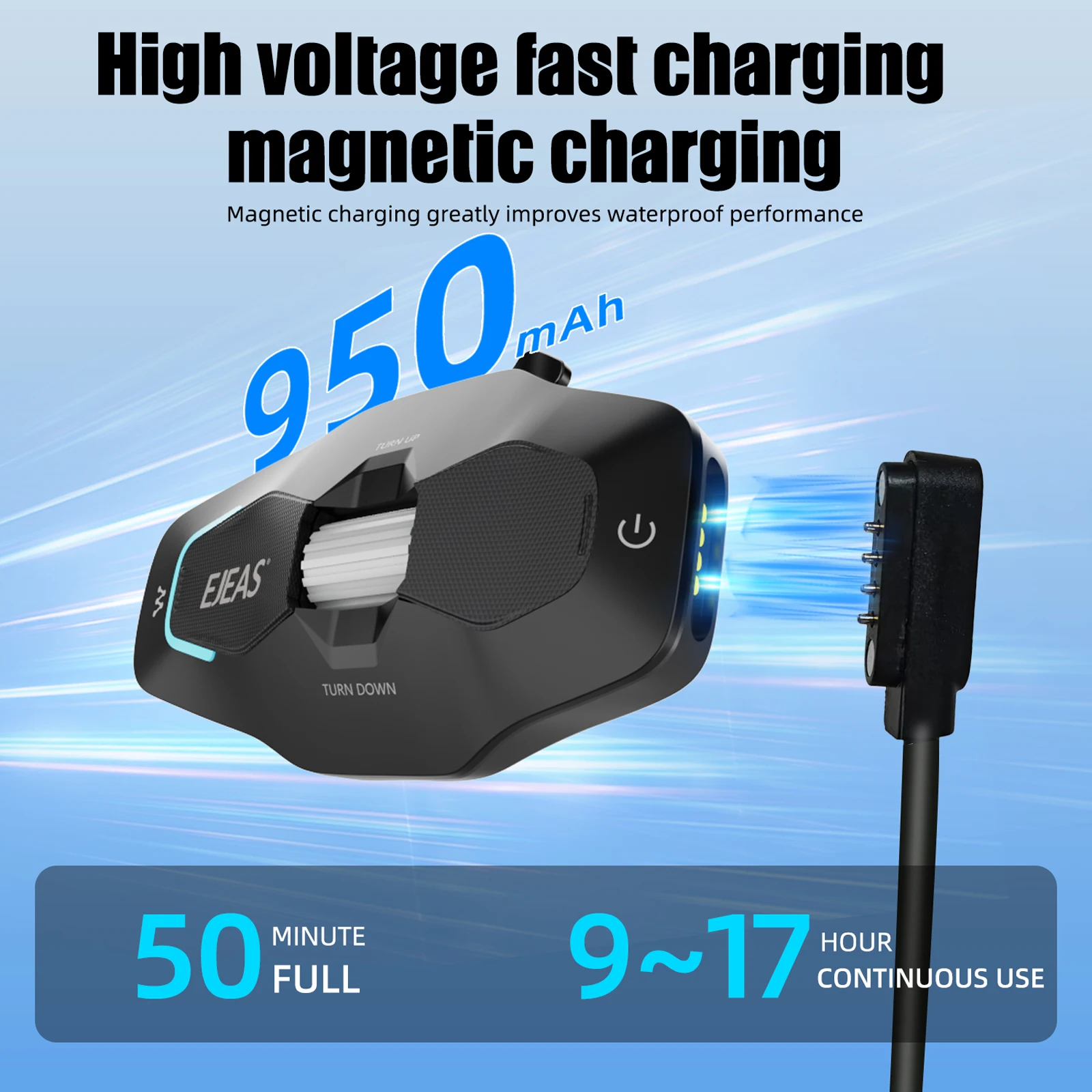 EJEAS X10 Cuffie per casco moto 2-10 ciclisti Mesh4.0 + 5G + BT Sistemi di comunicazione Audio Multitasking Ricarica magnetica FM IP67