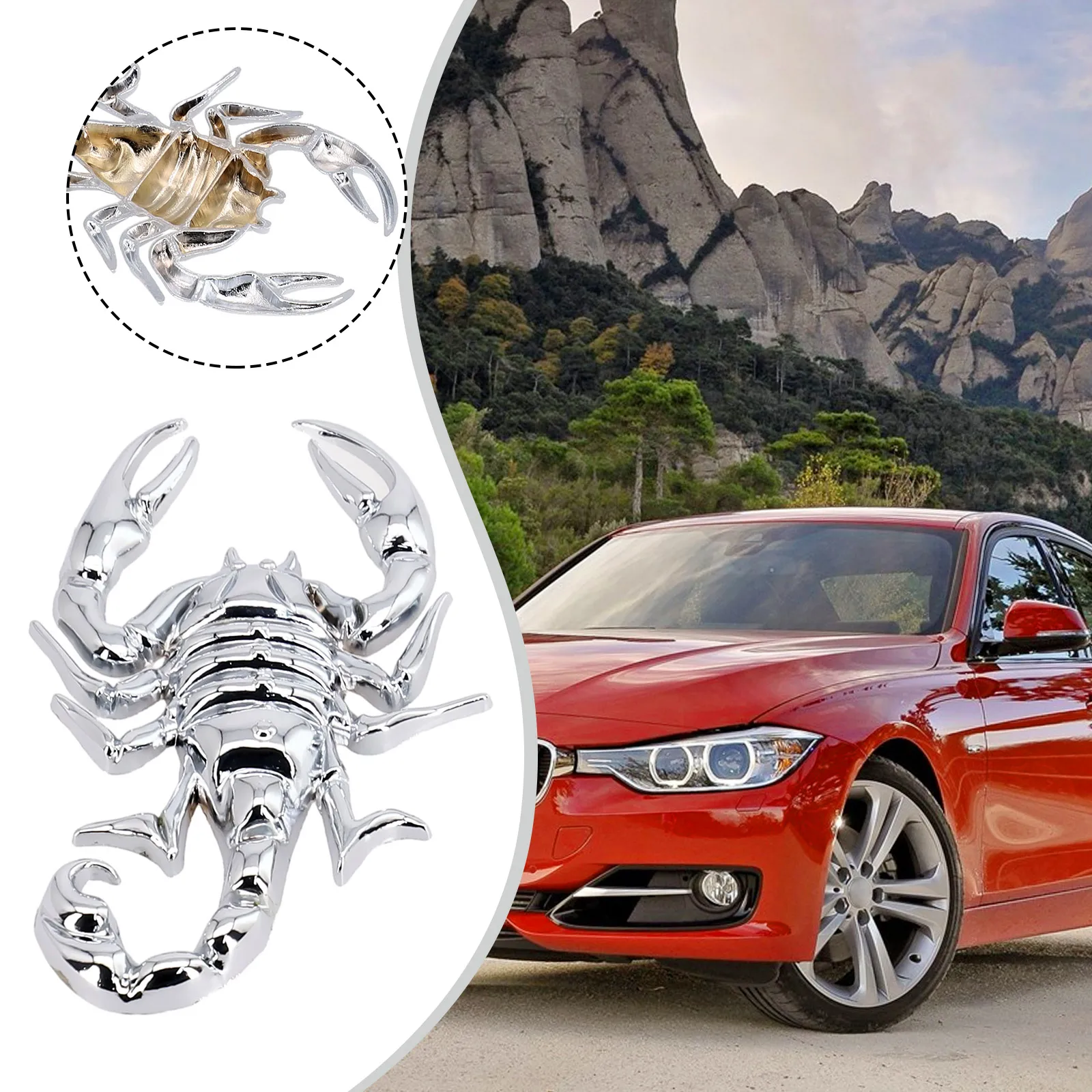 3D Sticker Paster Chrome Scorpion Badge Emblem Logo Motorcycle Decal Decoration Metal Sticker Silver Car Styling Accessories