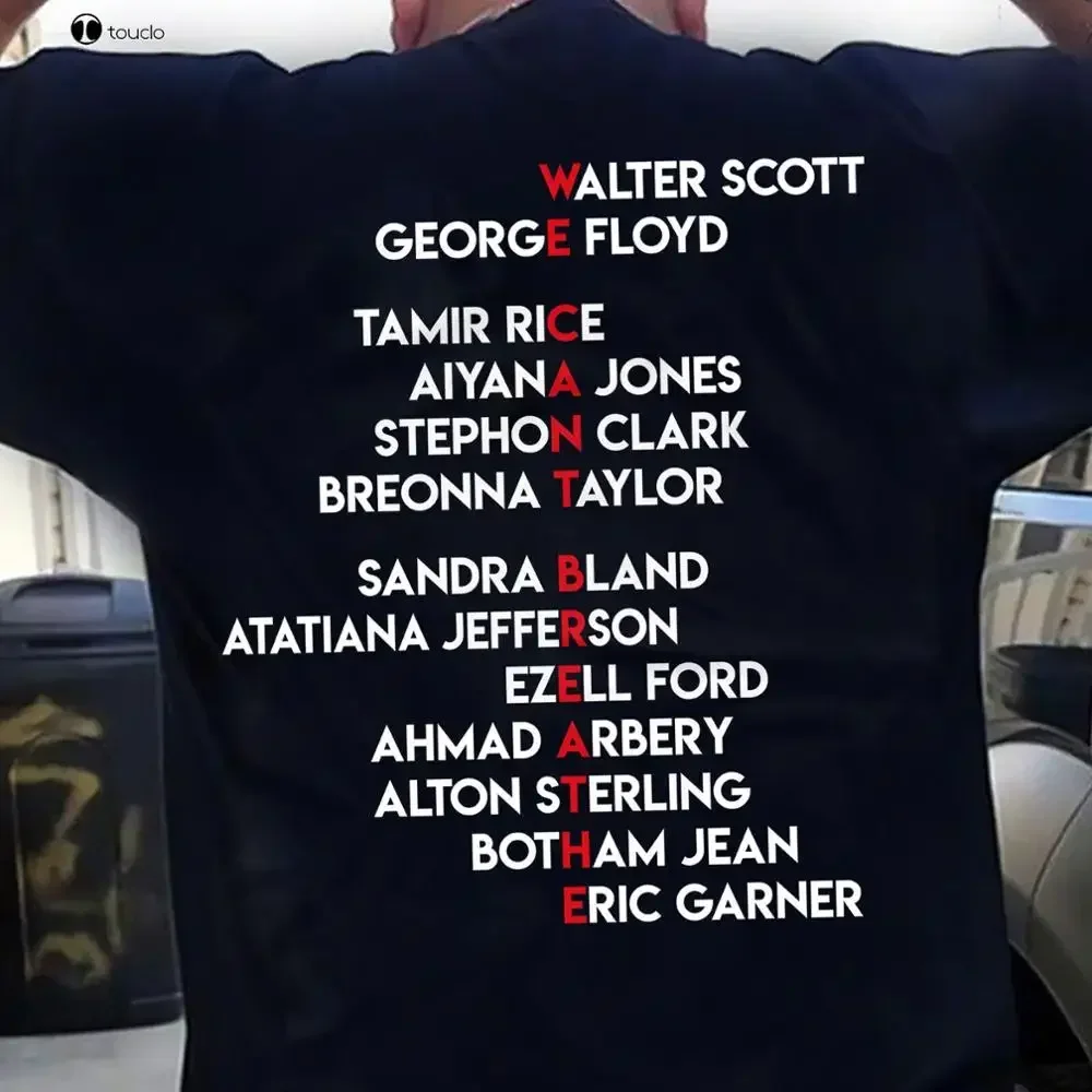 we can't breathe say their name black lives matter men women black shirt