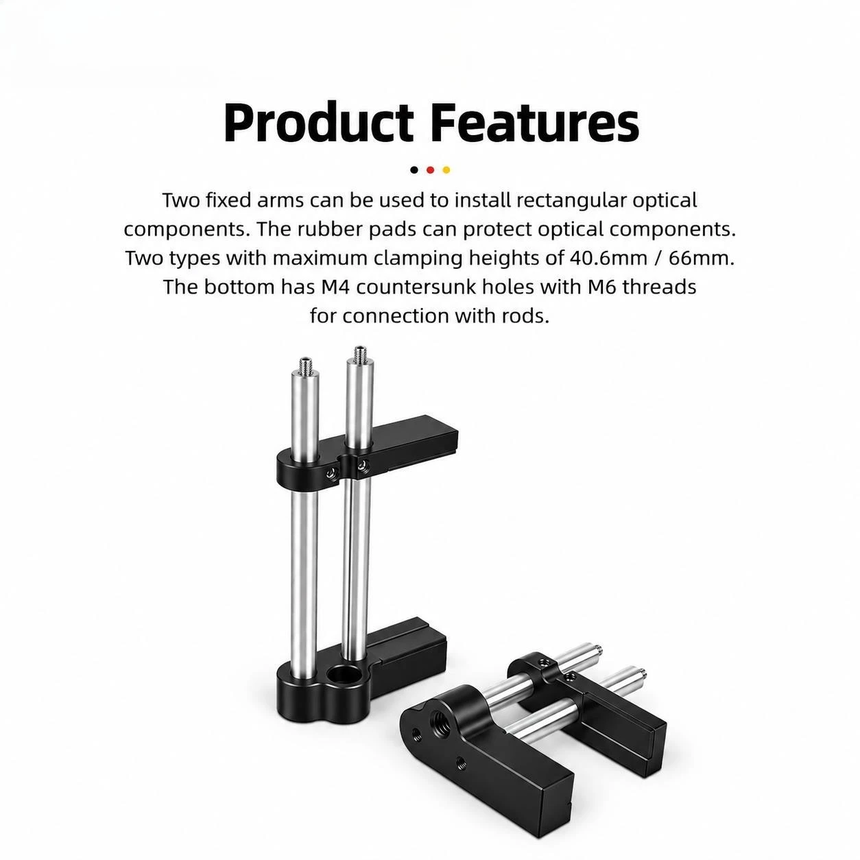 Adjustable Cylindrical Lens Mount Holder for 40.6/66mm Rectangular Filter Square Grating Clamp Optical Adjustment Frame