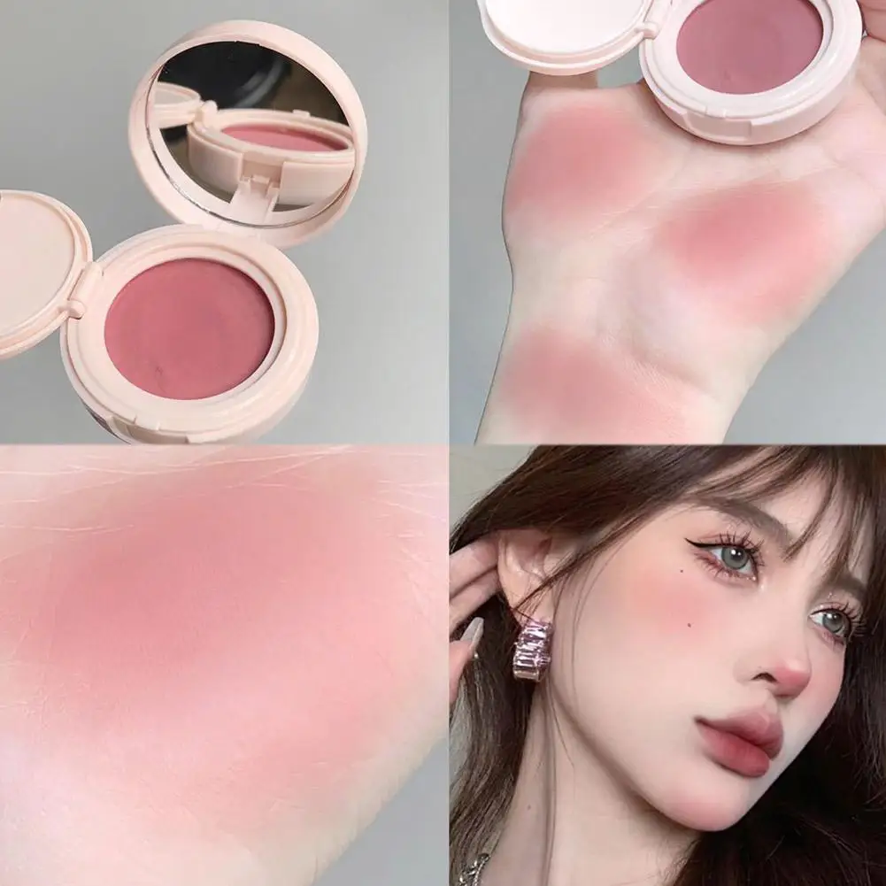 Girl's Pink Matte Face Blush, Mud Mousse Blush Palette, Rose Bochecha Tint Blush, Puff Maquiagem, Pêssego Vermelho, Sombra Contorno