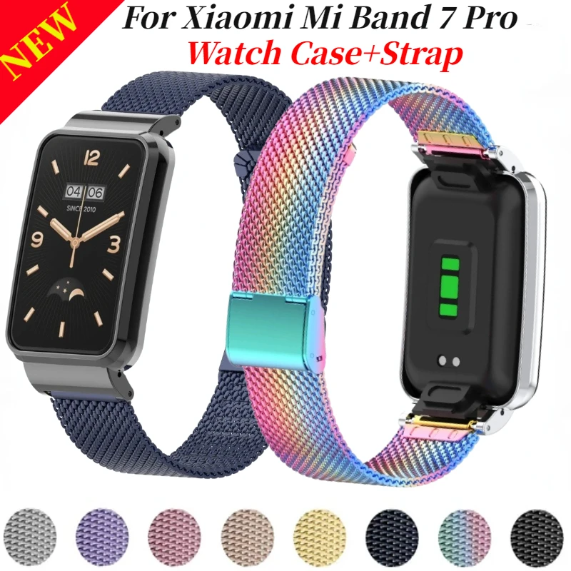 Watch Case+Milanese Metal Strap for Xiaomi Mi Band 7 Pro Comfortable Bracelet Replacement Wristband for Xiaomi Mi Band 7 Pro