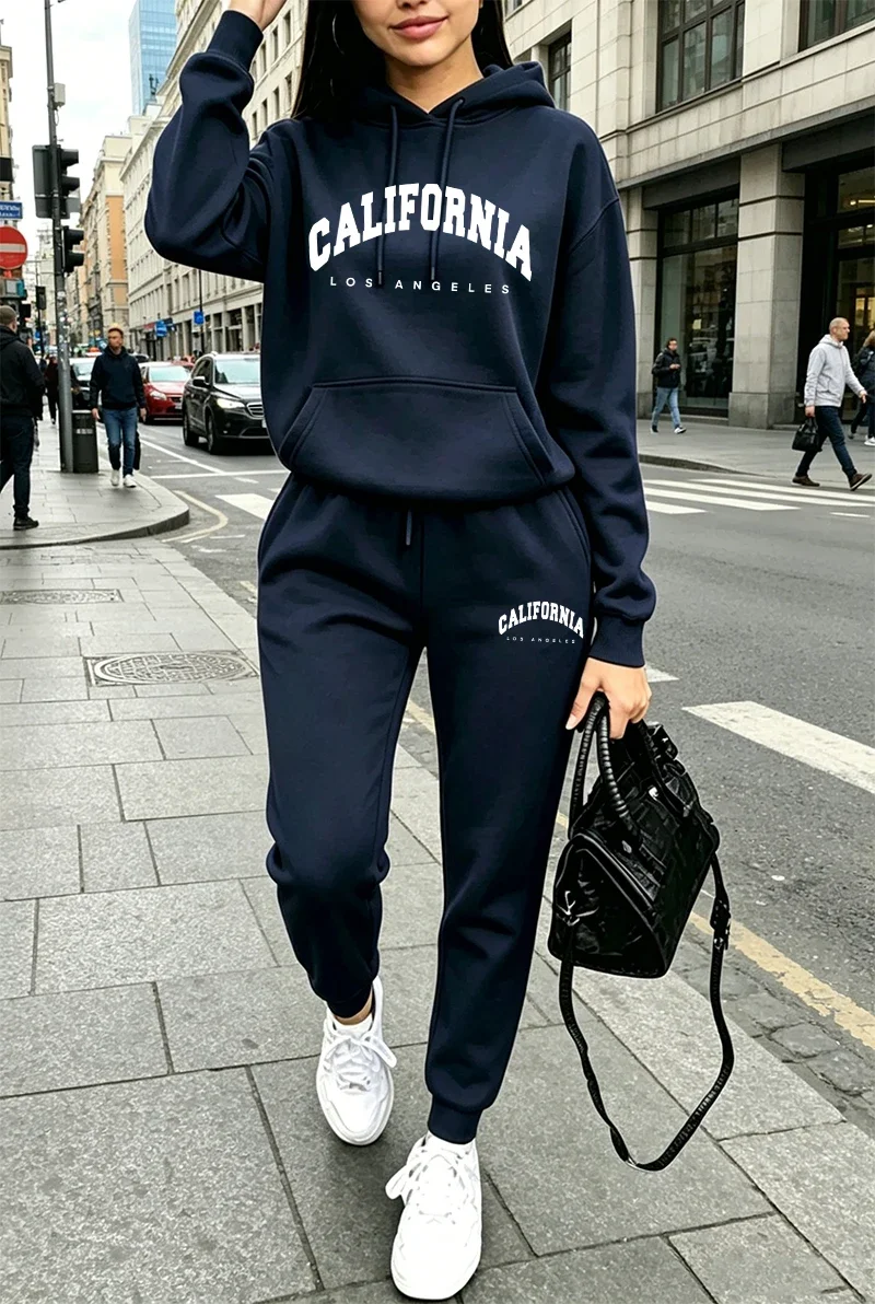 New Womens Tracksuit Print Casual Hoodie Sweatshirts Outdoors Sports Jogging Clothing Autumn Winter Quality Fashion Sportswear