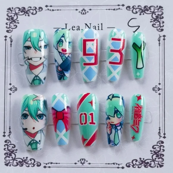 Kawaii Two-Dimensional Animation Peripherals Hatsune Miku Wears Nail Art Girl High-Looking Portable Detachable Student Nail Art