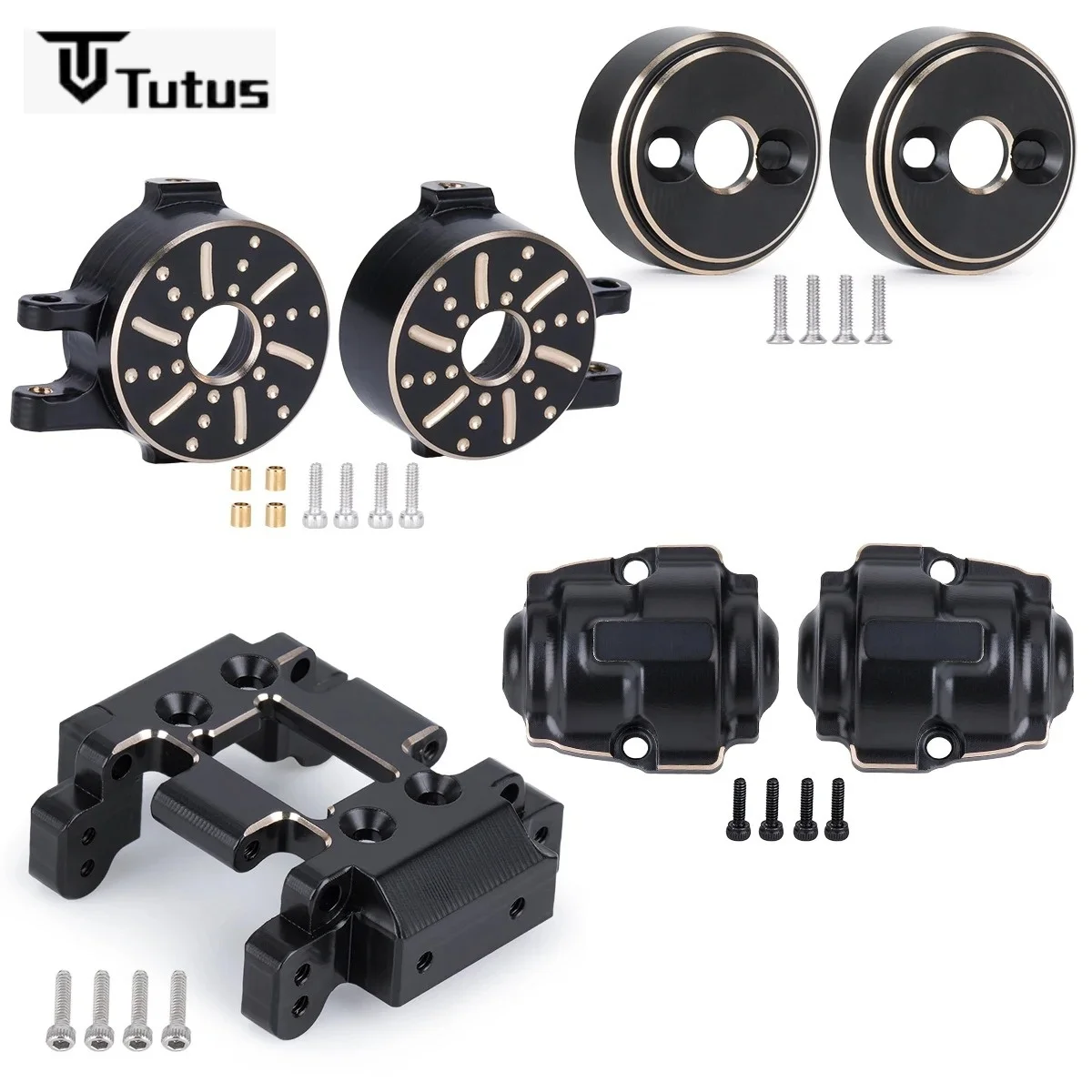 

Black Coated Brass Diff Covers Weights Steering Knuckles Skid Plate For 1/32 RC Crawler Car Redcat Ascent-32 Upgrade Parts