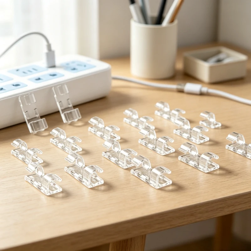 200pcs Transparent Adhesive Cable Clamps Wire Brackets Power Line Management Walls And Under Tables Plastic Cable Tissue Clamps
