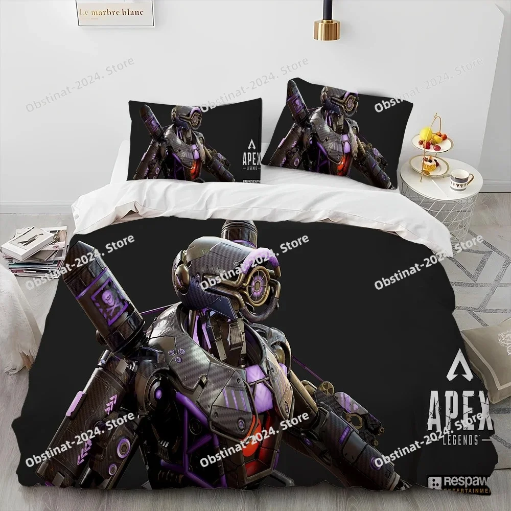 

A-Apex Legends Game Gamer Cartoon Comforter Bedding Set,Duvet Cover Bed Set Quilt Cover Pillowcase,king Queen Size Bedding Set