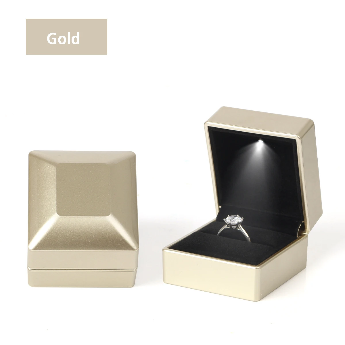 

Luxury Ring Box With LED Light Diamond Ring Boxes Storage For Engagement Wedding Birthday Valentine's Day Ring Display Organizer