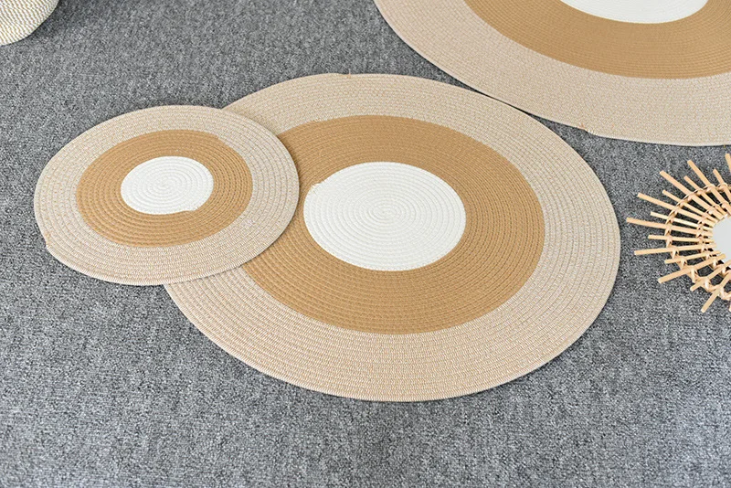 HeMu Round Woven Rugs Handmade Jute Rattan Carpet With Tassel for Bedroom Living Room Vintage Home Decor Floor Mats RoomDoor Mat