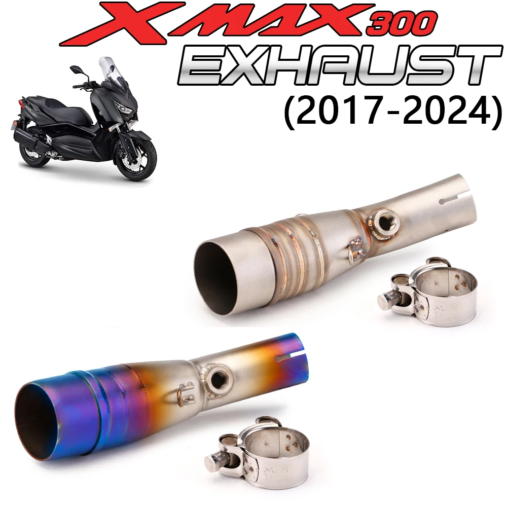 Motorcycle Exhaust Escape Scooter Modify Middle Link Pipe 51mm Interface Connect Muffler For Yamaha XMAX 300 XMAX300 2017-2024