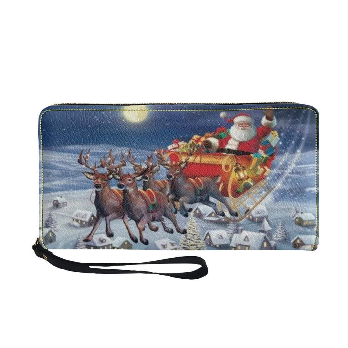 Belidome Santa Claus Gift Cute Wristlet Wallet for Women's PU Leather Zip Around Purse RFID Blocking Card Holder Clutch Bags