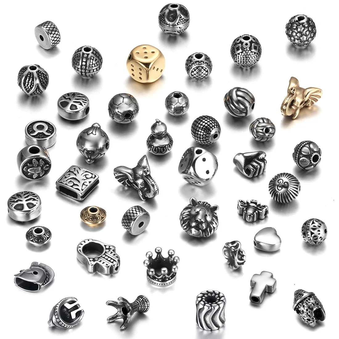 1piece Stainless Steel 2mm Hole Size Spacer Hair beard Beads DIY Paracord Knife Lanyard Jewelry Accessories Bracelet Making