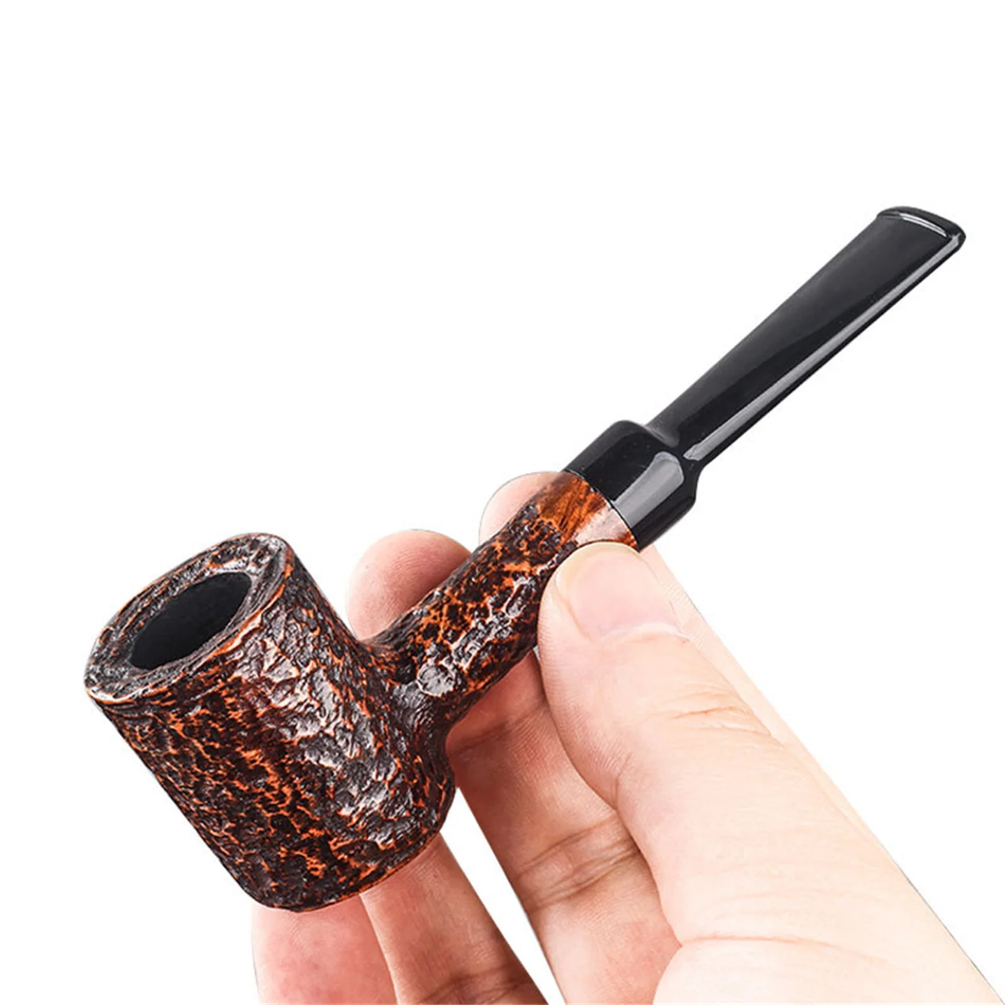 Briar 3mm Filter Bruyere Wood Hammer Pipe For Cut Tobacco Retro Gentleman Handmade Smoking Pipe With Accessory Father's Gift