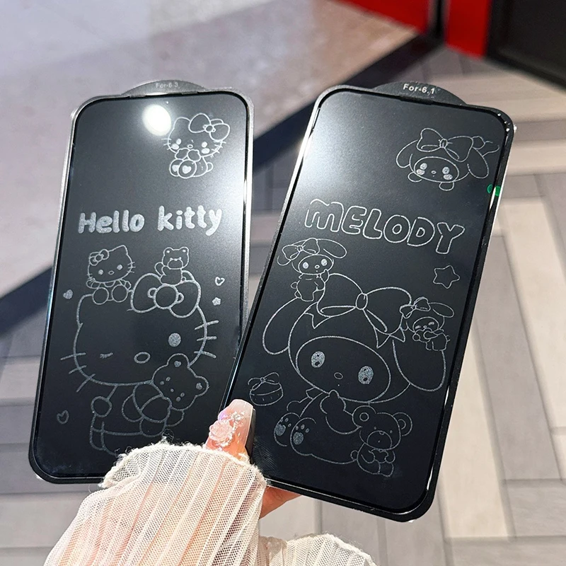 Kawaii Hellokittys Kuromi Pochacco Protecteur d'écran en verre trempé pour IPhone 17 Pro Max 16 15 14 Film de protection d'écran