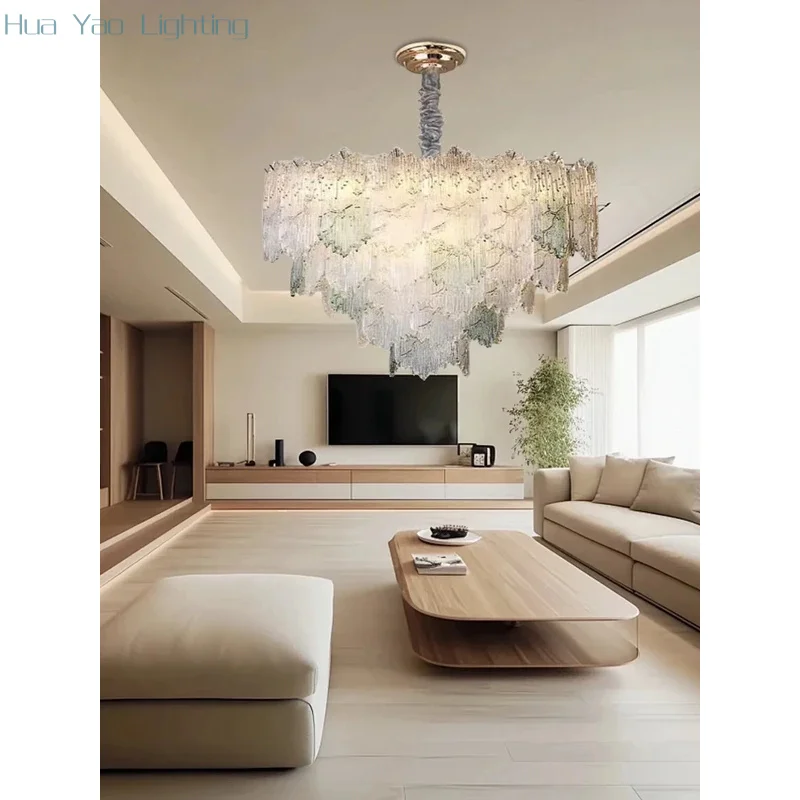 

Elegant French Design Glass Ceiling Pendant Lights Round Big Hanglamp Above Living Room Dining Room Decoration Home Lighting