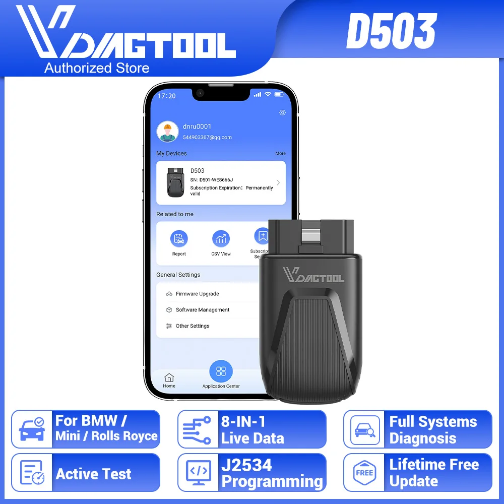 VDIAGTOOL D503 Wireless Bluetooth Diagnostic Tool OBD2 Bidirectional Scan Tool Automotive J2534 Programming Scanner Live Data