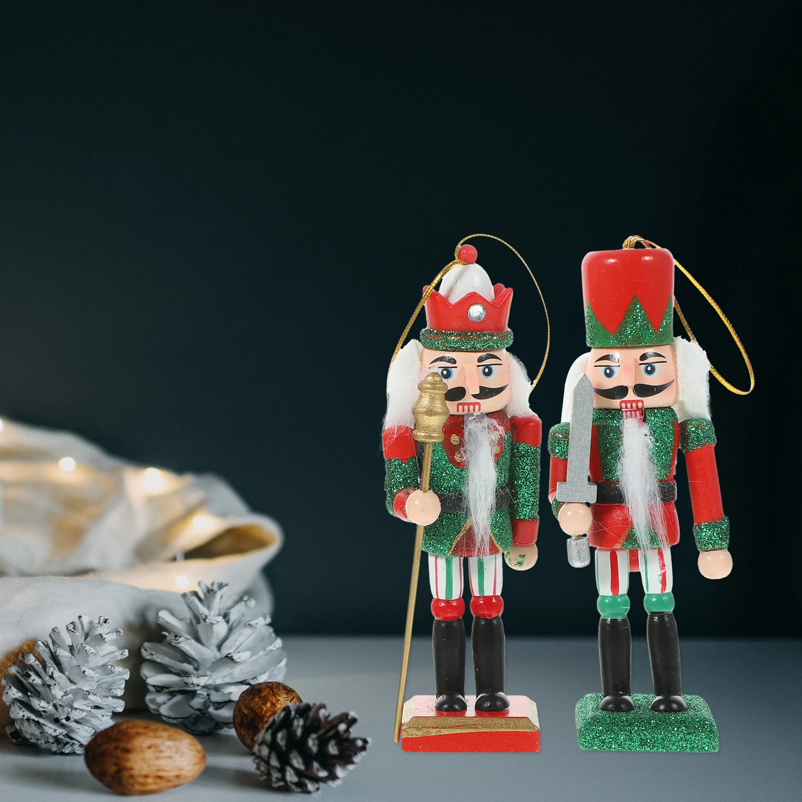 

4Pcs Holiday Nutcrackers Wooden Christmas Decor Unique Traditional Design for Living Room Bedroom Car Indoor Ornament Gift Idea