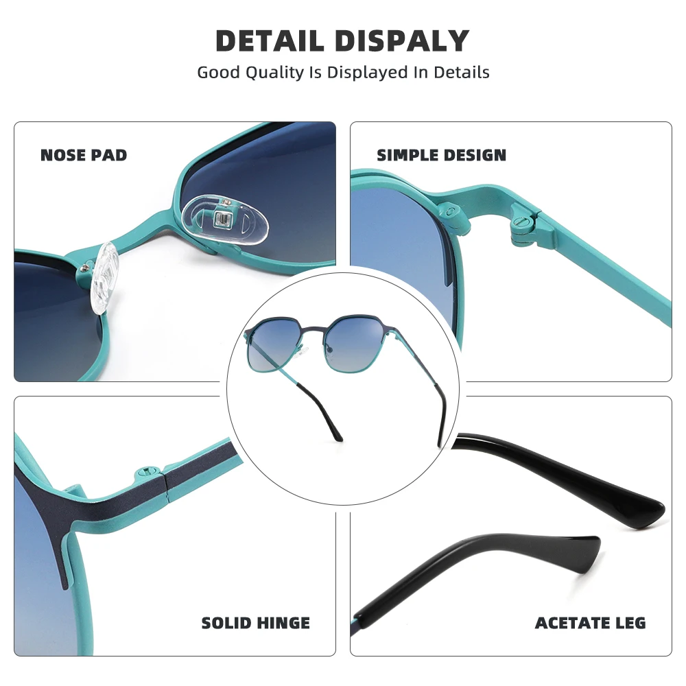 แว่นกันแดดโพลาไรซ์แบรนด์เล็กสำหรับผู้หญิง ป้องกันรังสียูวี 400 แว่นตาผู้หญิงกรอบโลหะสไตล์สตีมพังก์ขนาดเล็ก ดีไซน์หรูหราแบบเรโทร แว่นตาขับรถ