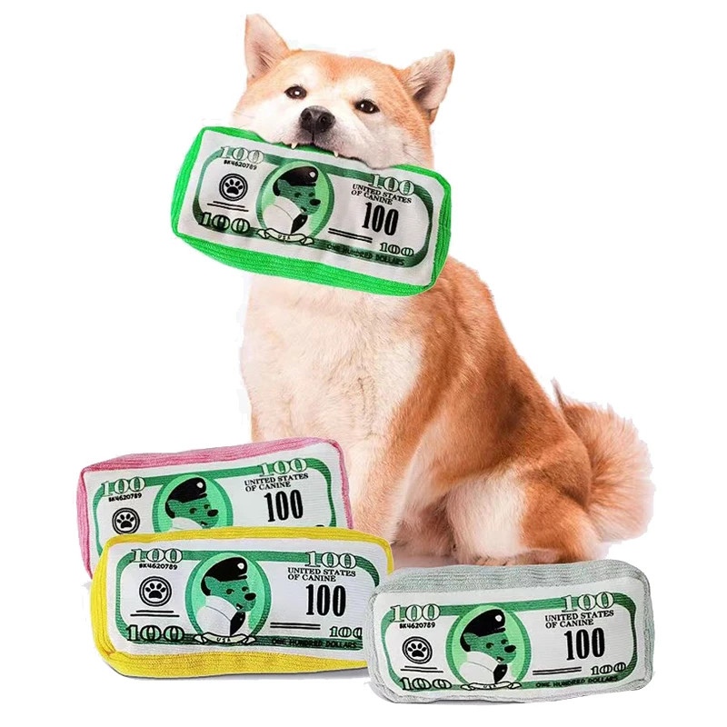 Simulation Money Dog Toys Funny Squeaky Sound Sounding Paper Resistance To Bite Chew Dog Toys Clean Teeth Pet Supplies