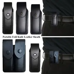 Black Flashlight Case Belt Loop Case Leather Sheath Holder Knife Sheath Holster Pocket Hunt Outdoor Equipment Fold Knife Tool