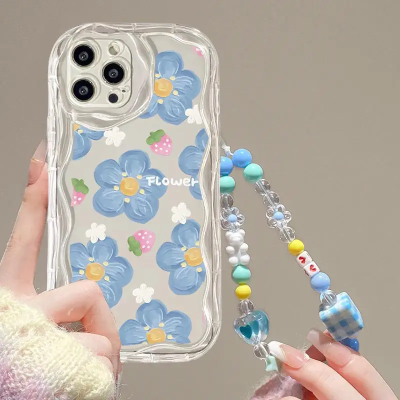 Flower Phone Chain Case for VIVO Y22S Y36 Y17S Y21 Y33S Y21S Y35 Y15S Y15A Y03 Y16 Y20 V29E V30E V25 V23 V27 V30 Pro Y100 Cover