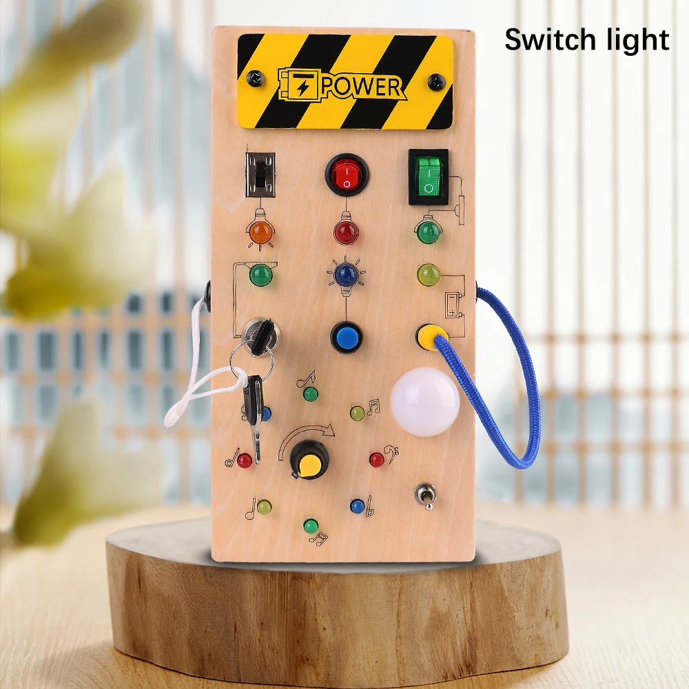 Switch Control Board Sensory Toys Travel Activities Children Games Switch Light Montessori Busy Board Wooden With LED Light