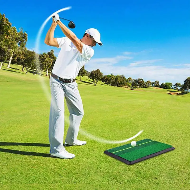 

Golf Turf Practice Mat 12X16 Inches Golf Swing Hitting Practice Mat Non-Slip Rubber Base Artificial Training Aid Equipment For