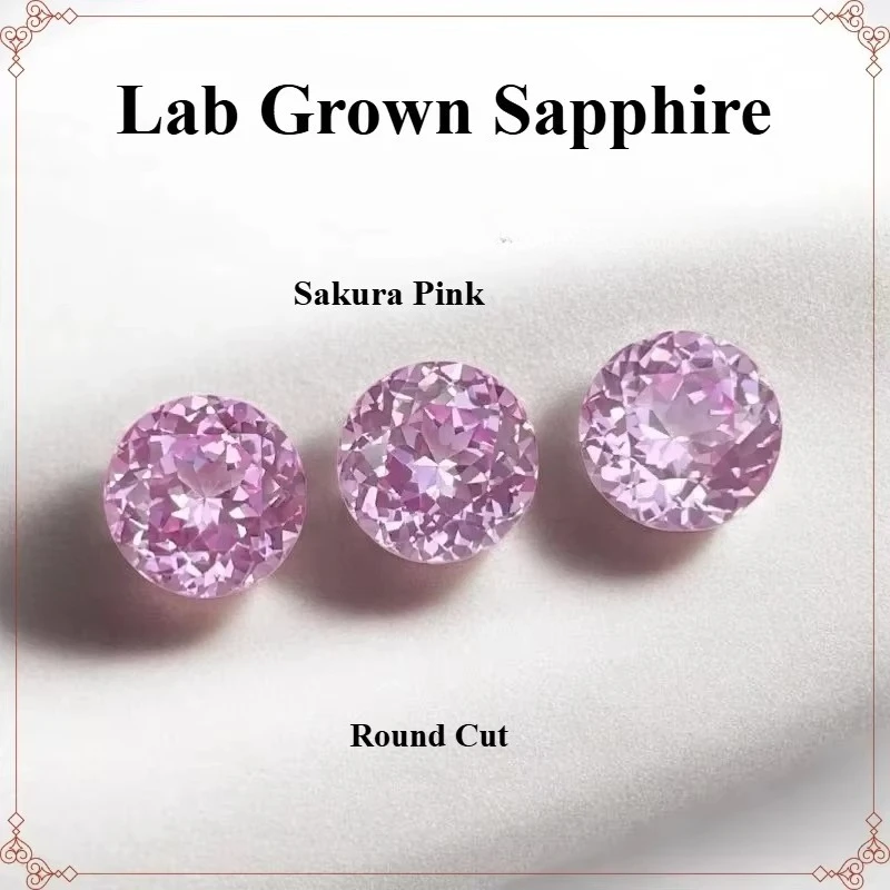 Rund Geschliffener VVS1 Labor-Gezüchteter Saphir Sakura-Rosa Synthetischer Edelstein – Detail 2